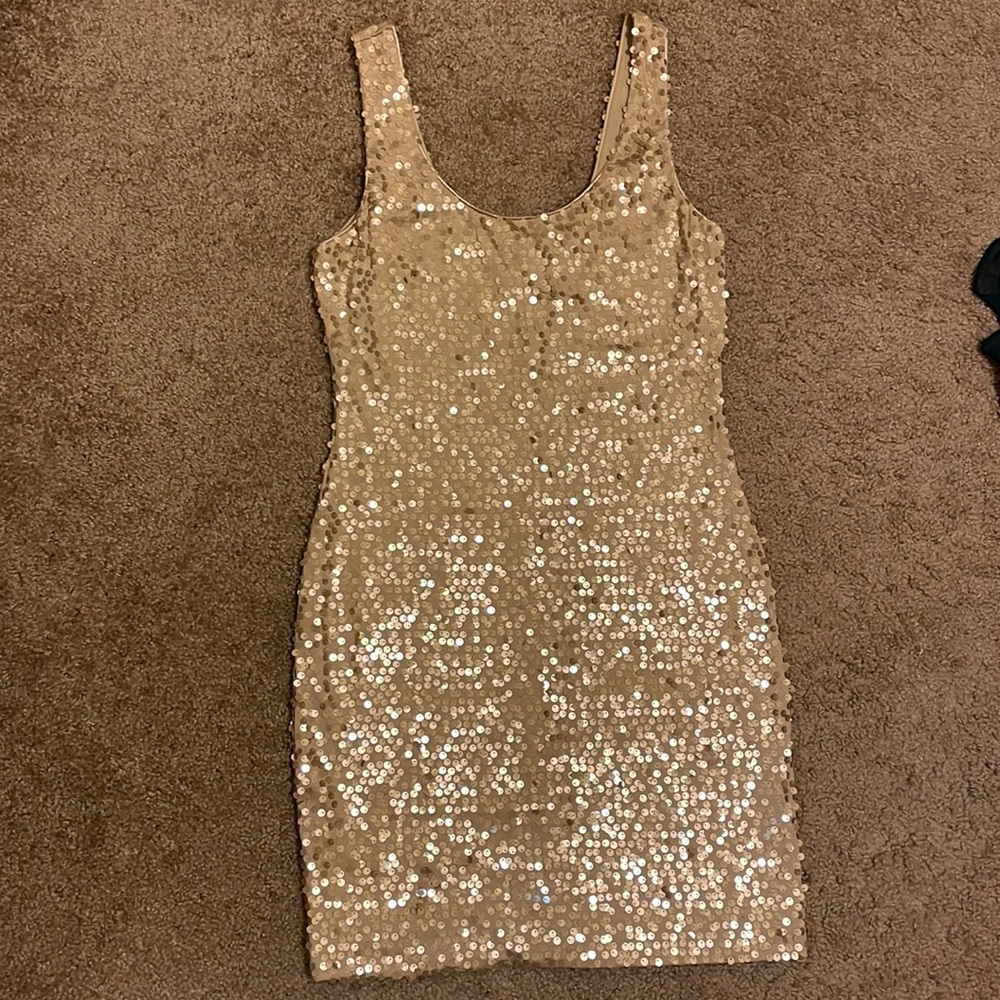As U Wish Gold Sequin body con dress